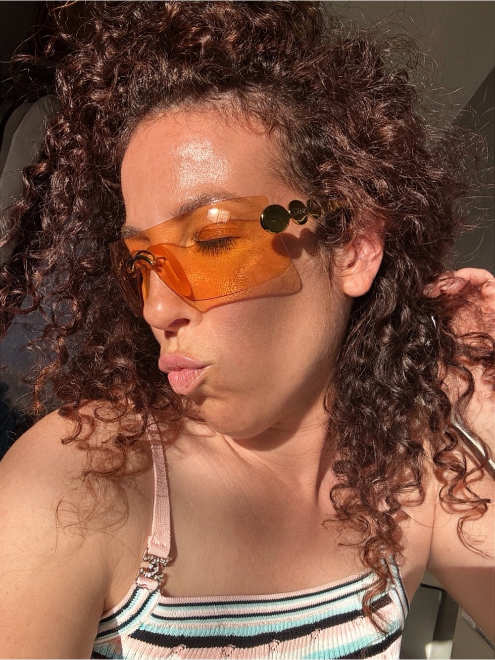 Dior John Galliano Vintage Y2K Amber Millenium Gold Circle Sunglasses - Picture 2 of 16
